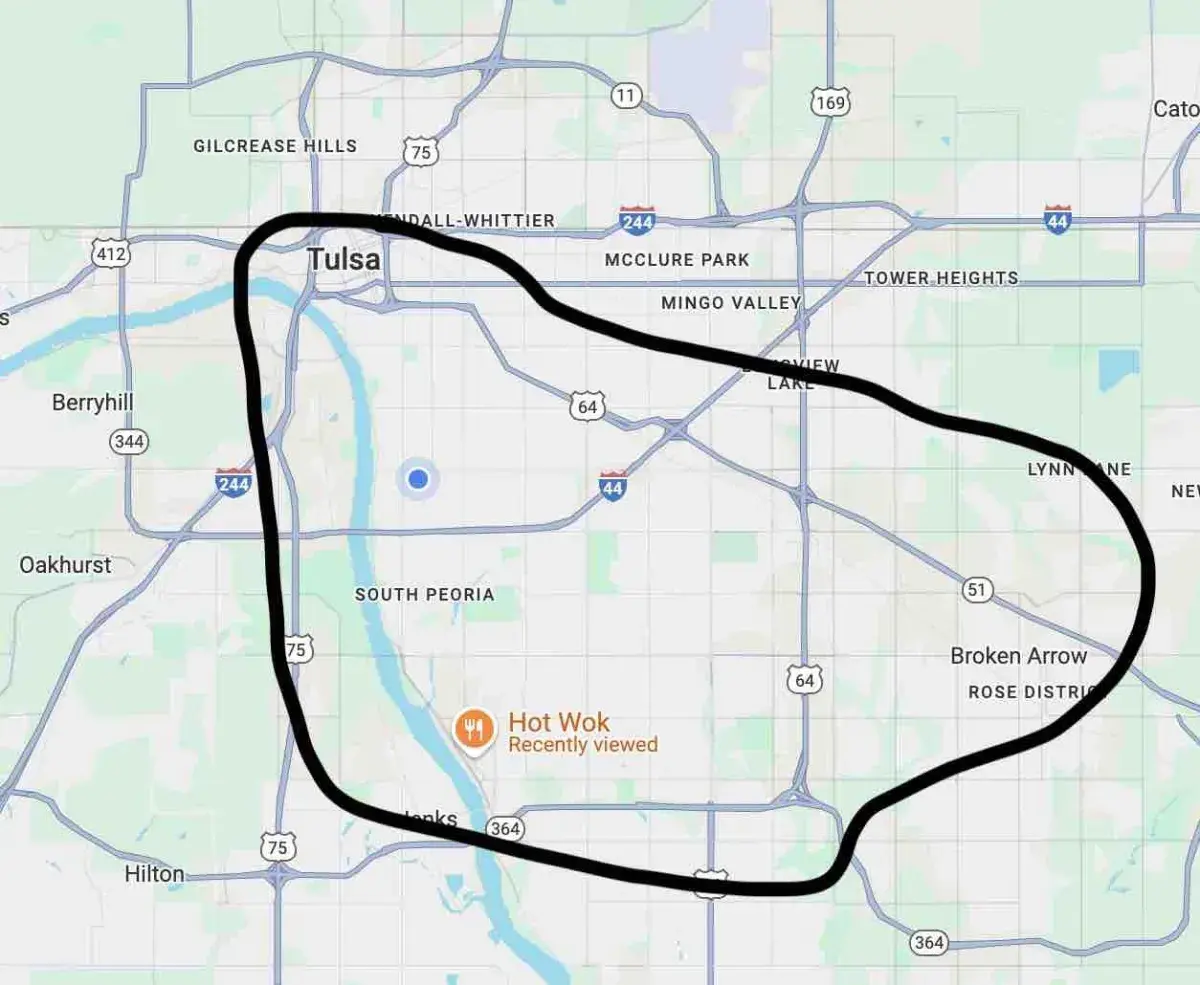 Boomin Greens Service Area Map